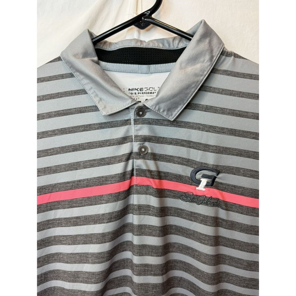 Nike Golf Tour Performance Dri Fit L Gray G1 Polo‎ SEA ISLAND Golf Club Resort